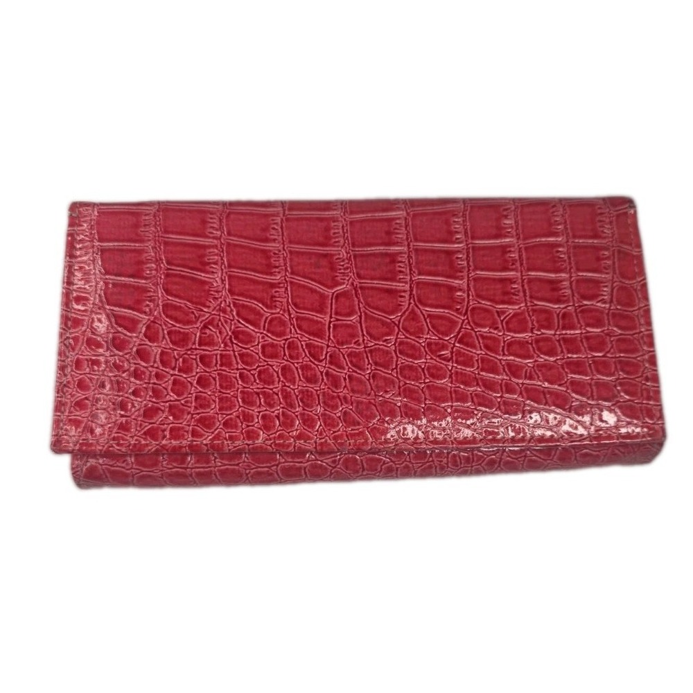 Vintage Metropolitan Hot Pink Croc Embossed Patent Continental Clutch Wallet